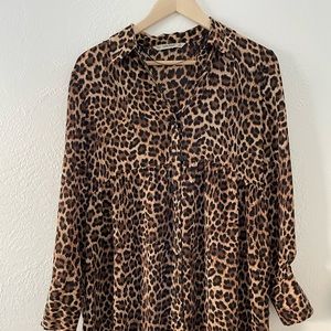 ZARA Leopard print shirt dress